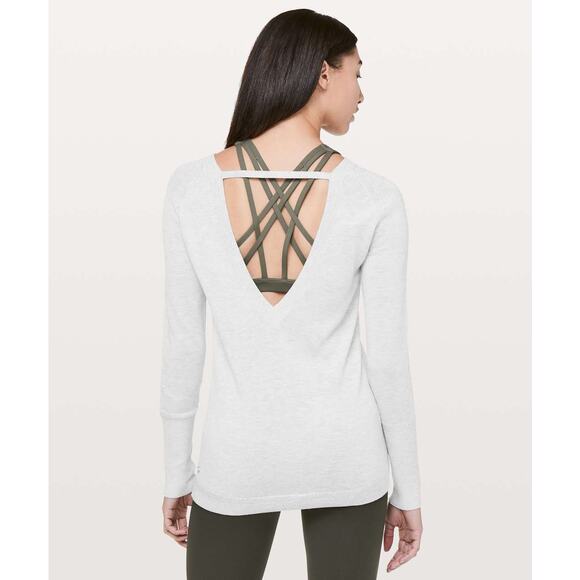 Lululemon Unity Drop Back Cashmere Sweater in Heathered Silver Ice Size 4 - Picture 1 of 5